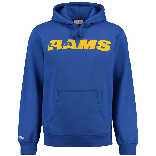 Men Los Angeles Rams Mitchell  Ness Retro Pullover Hoodie Royal